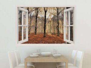מדבקת חלון 3D | יער בסתיו