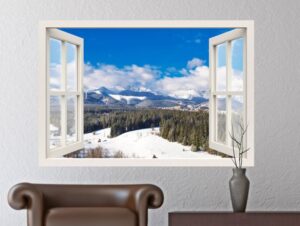 מדבקת חלון 3D | יער מושלג