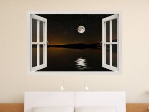 מדבקת חלון 3D | ירח מלא