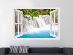 מדבקת חלון 3D | מפל צלול