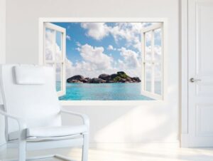 מדבקת חלון 3D | אי טרופי