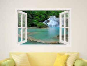 מדבקת חלון 3D | אגם טרופי