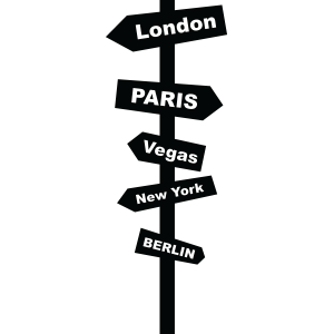 מדבקת קיר | שלט הכוונה לערים