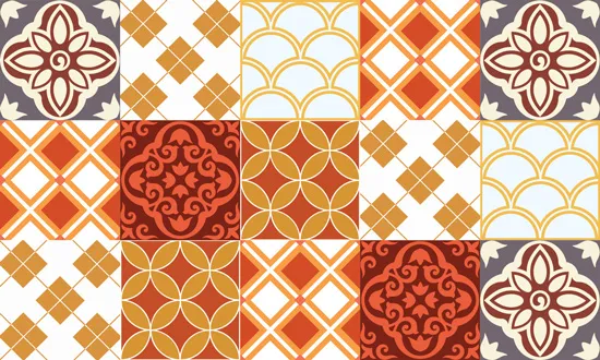 מדבקות אריחים לרצפה | גאומטרי שחור