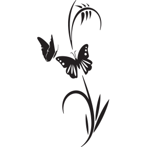 מדבקת קיר | גבעול עם פרפרים