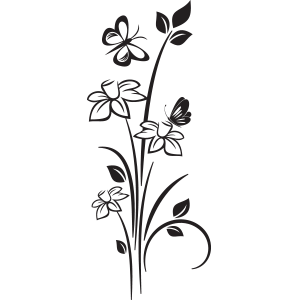 מדבקת קיר | נרקיסים ופרפרים