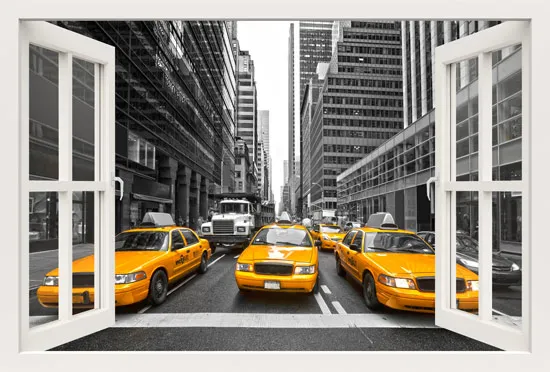מדבקת חלון שמשקיף על צומת בניו יורק