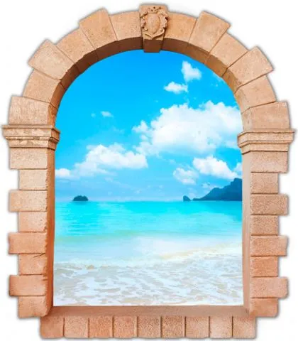 מדבקת חלון המשקיף לים רגוע