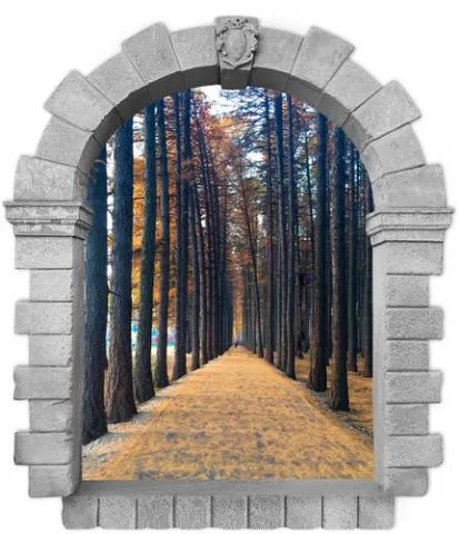 מדבקת חלון עתיק לשביל בפארק