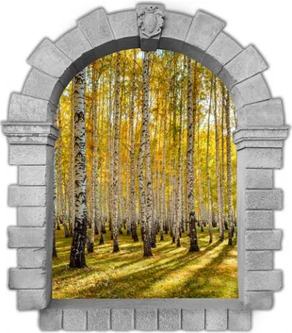 מדבקת חלון עתיק ליער צהוב