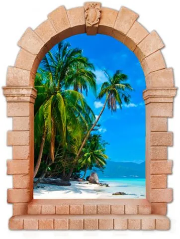 מדבקת שער 3D | חוף טרופי