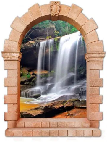 מדבקת שער 3D | מפל ביער