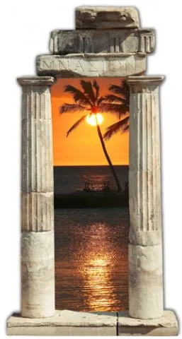 מדבקת שער 3D | שקיעה טרופית