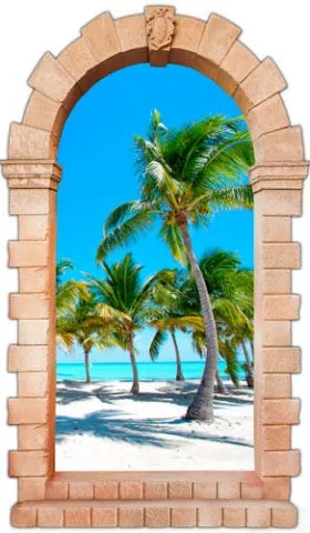 מדבקת שער 3D | חוף הדקלים