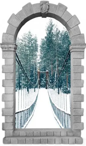 מדבקת שער 3D | גשר מושלג