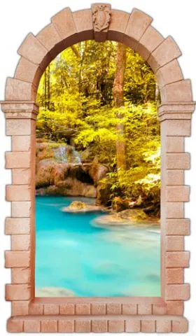 מדבקת שער 3D | אגם תכול