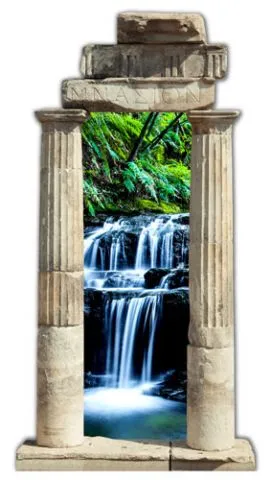 מדבקת שער 3D | מפלים ביער