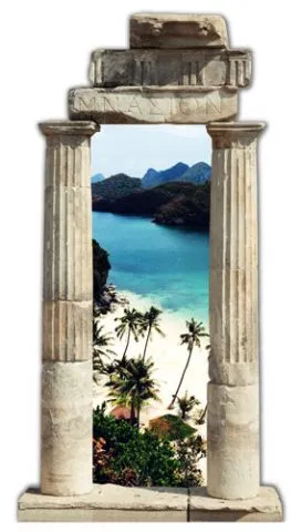 מדבקת שער 3D | אי טרופי