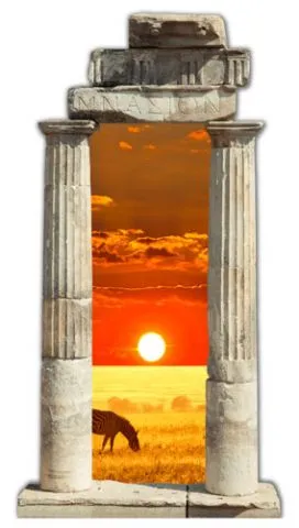 מדבקת שער 3D | שקיעה בשדה