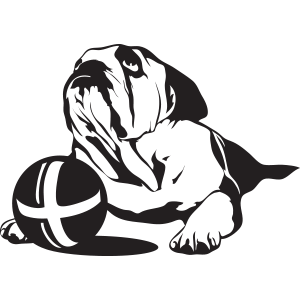 מדבקת קיר | בולדוג עם כדור