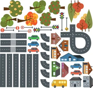 סט מדבקות קיר | עיירה קטנה