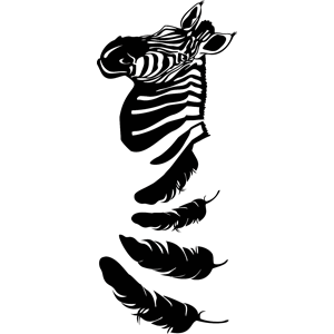 מדבקת קיר זברה ונוצות