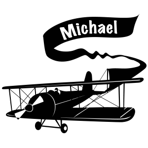 מדבקת קיר | מטוס עם שם