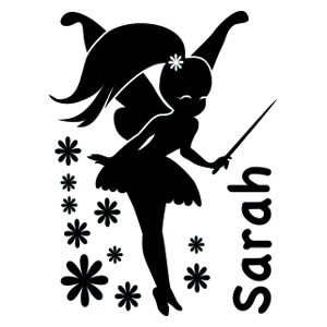 מדבקת קיר | פייה קסומה עם שם