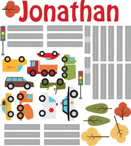 מדבקת קיר | מכוניות וכבישים אישי