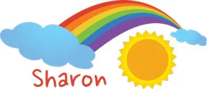 מדבקת קיר | קשת בשמיים עם שם