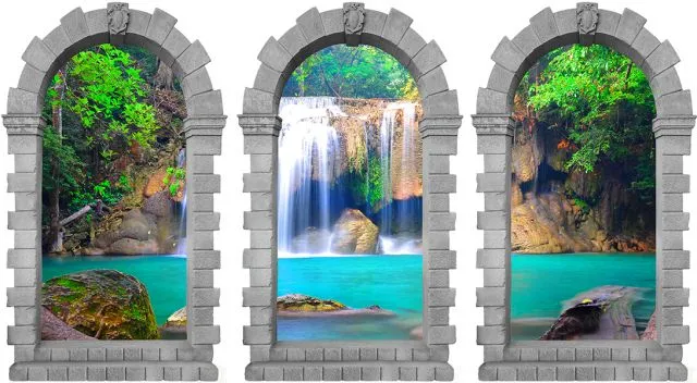 מדבקת קיר 3D | קשתות למפל