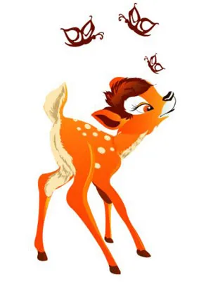 מדבקת במבי מתוקה צבעונית