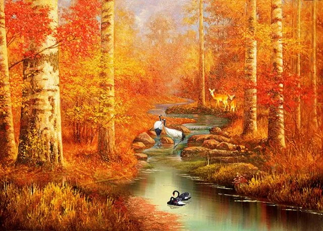 טפט יער יפני קסום וכתום