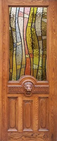 מדבקה לדלת עץ בשילוב חלון ויטראז׳