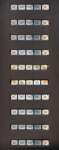 טפט לדלת דמוי עץ וחלונות גאומטריים