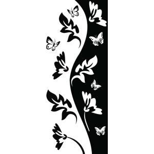 מדבקת קיר | עלים ופרפרים