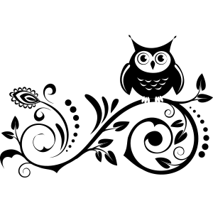 ינשוף משגיח עם עיטורים מסולסלים