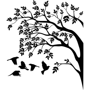 מדבקת קיר | ציפורים מתעופפות מעץ