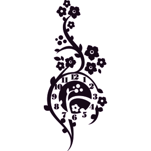 מדבקת קיר | שעון פרחוני