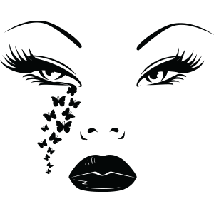 מדבקת קיר אישה עם שיער פרחוני