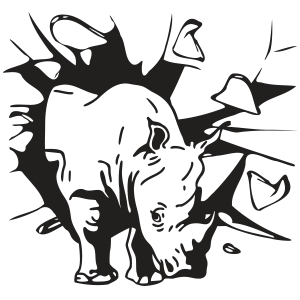 מדבקת קיר | קרנף כועס