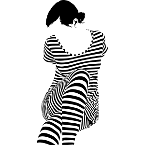 מדבקת קיר אישה בשמלת פסים