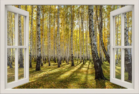 מדבקת חלון 3D | יער צהוב