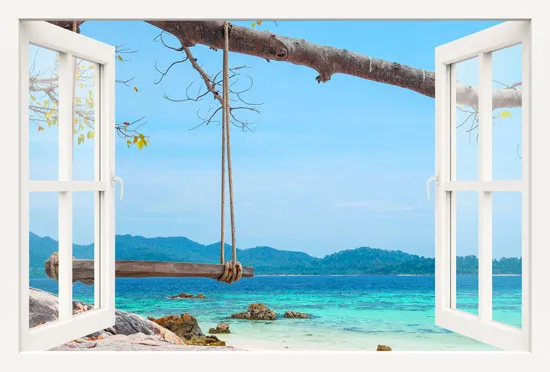 מדבקת חלון 3D | נדנדת עץ