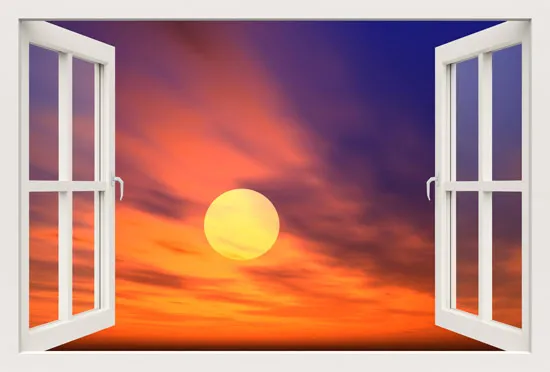 מדבקת חלון 3D | שמש בשקיעה