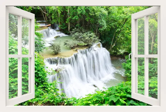 מדבקת חלון 3D | מפל נסתר