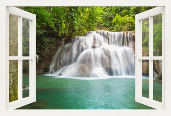 מדבקת חלון 3D | מפל זורם