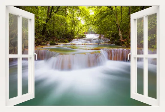 מדבקת חלון 3D | נהר זורם
