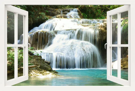 מדבקת חלון 3D | מפל זורם