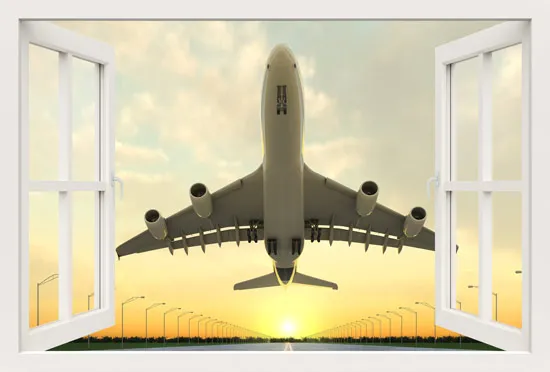מדבקת חלון 3D | מטוס ממריא
